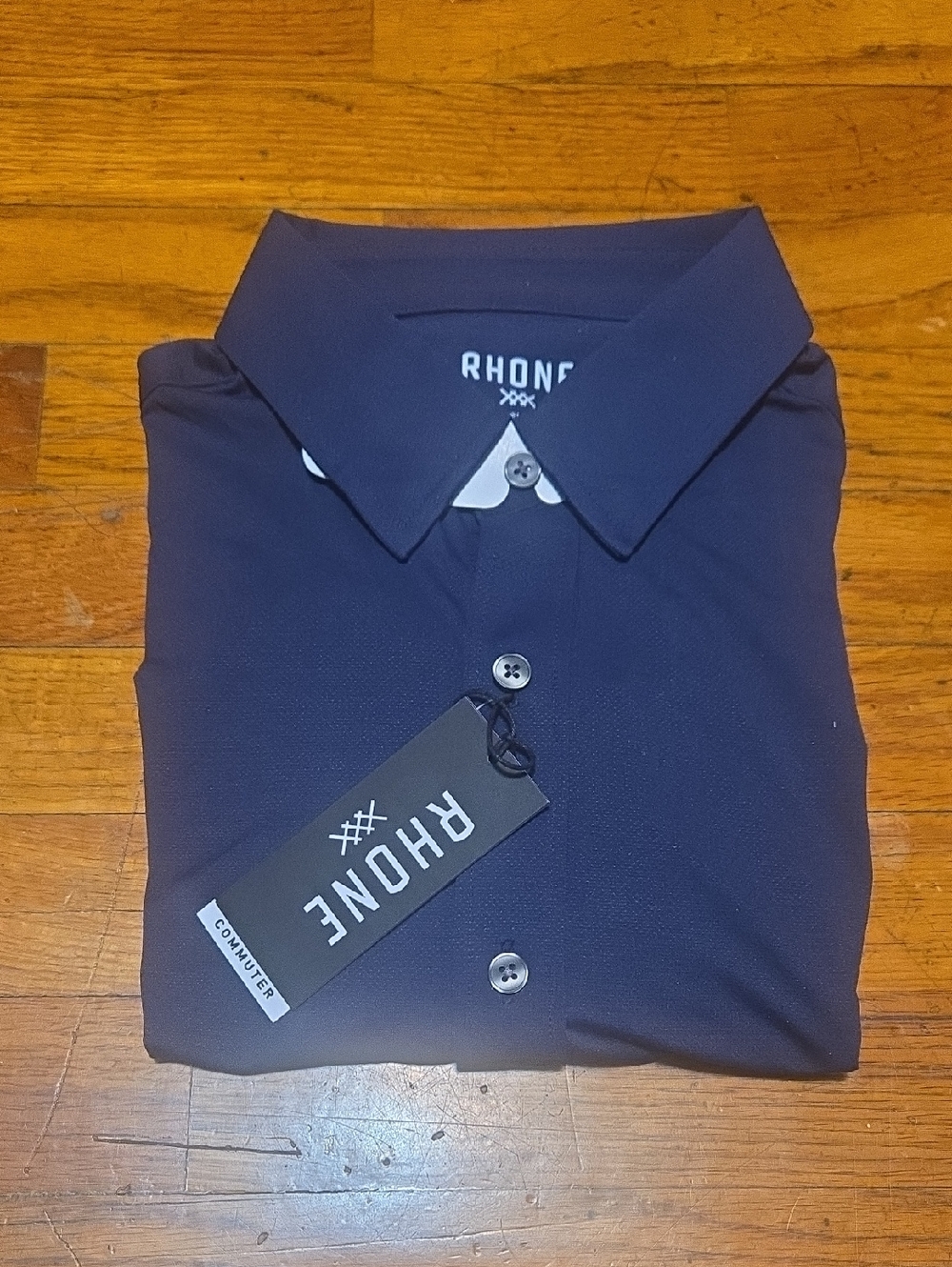 Rhone Commuter Dress Shirt Navy Slim Fit Italian Fabric Lightweight- Size Small